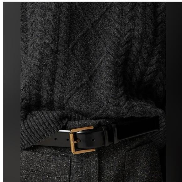 NWT J. Crew Cropped Cable-Knit Rollneck Sweater Supersoft Yarn Dark Gray XS - Picture 2 of 9